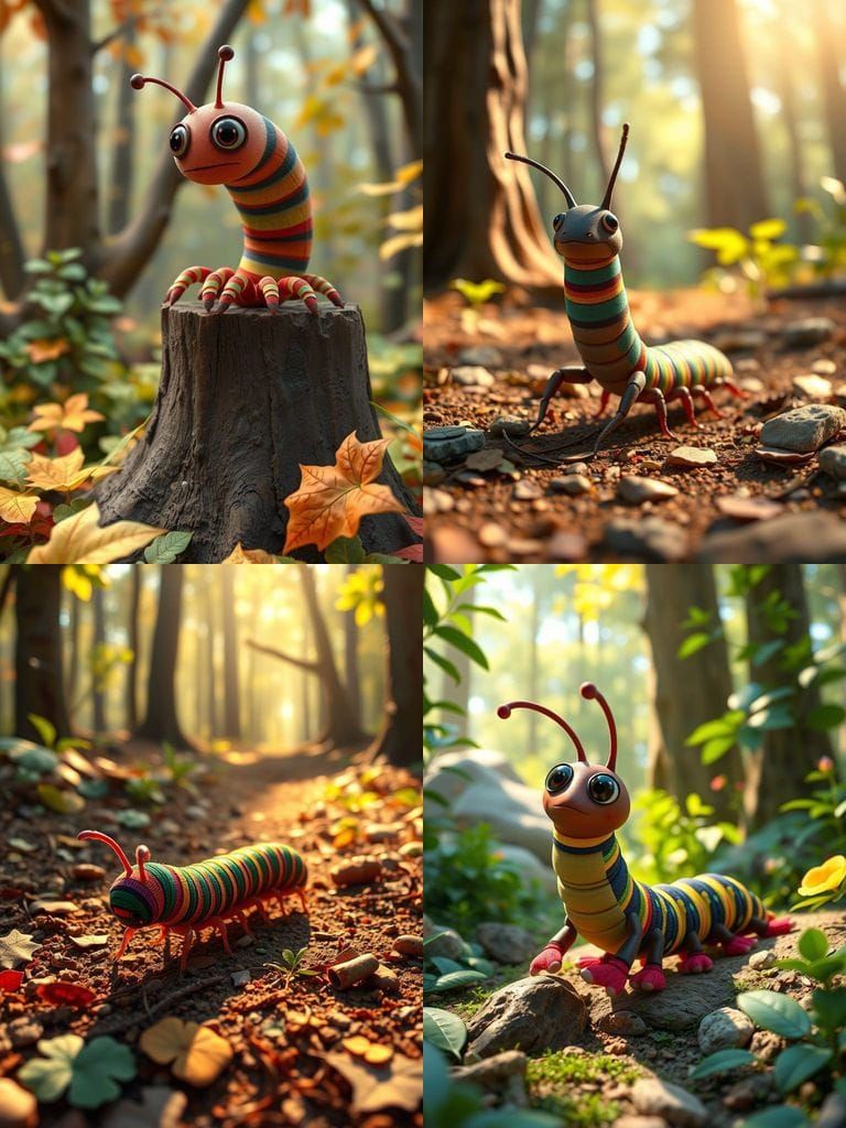 Pixar Style Millipede Wearing Socks