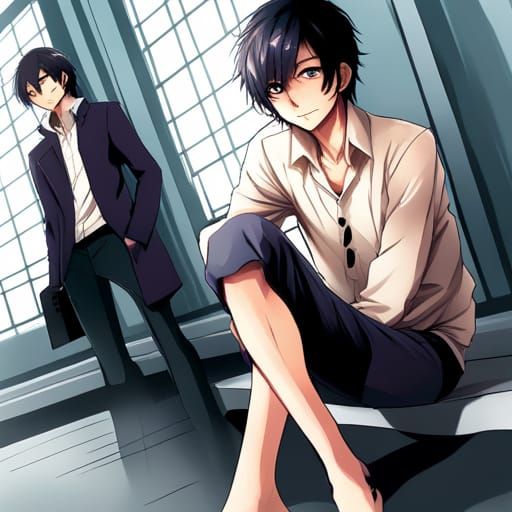 Handsome Anime Prisoner Boy in Manga Style