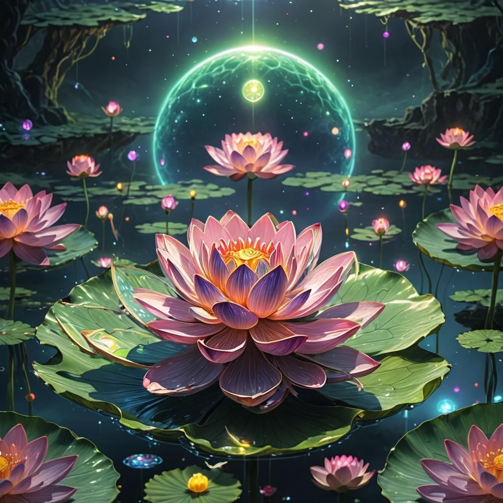 Psychedelic Lotus Flower on Alien World