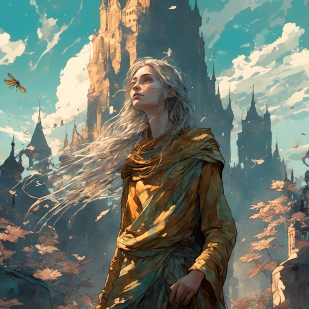 Wizardess on Dragonfly in Golden Light