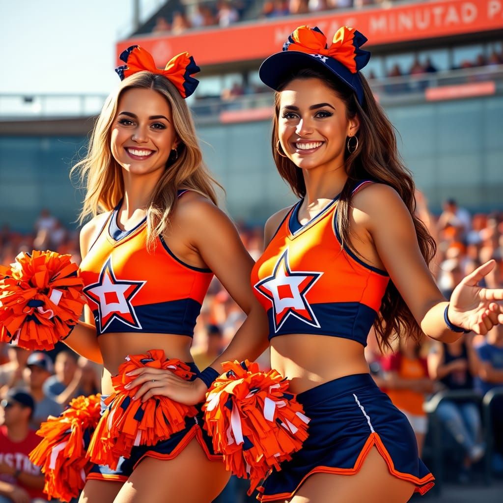 Houston Astros cheerleaders entertaining baseball crowd in M...