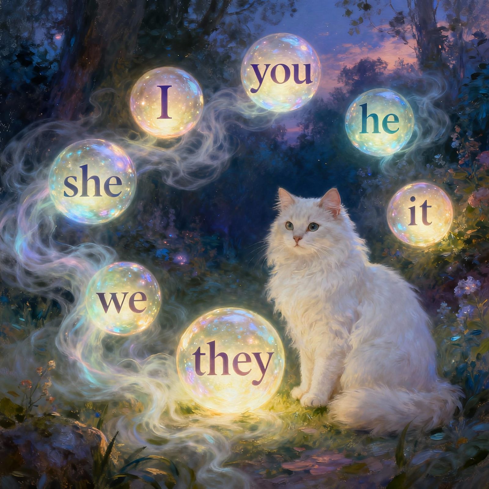 Ethereal Twilight Pronoun Orbs with Cat