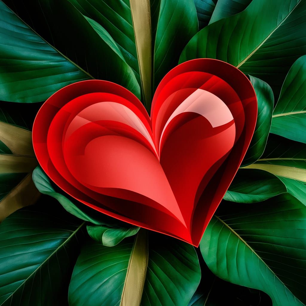 Red Heart in Green Leaves: Bauhaus Pop Art