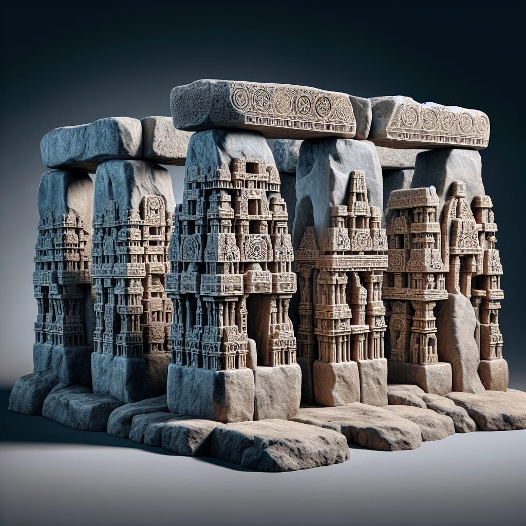 Stonehenge Transformed: Ellora Caves Architecture Fusion