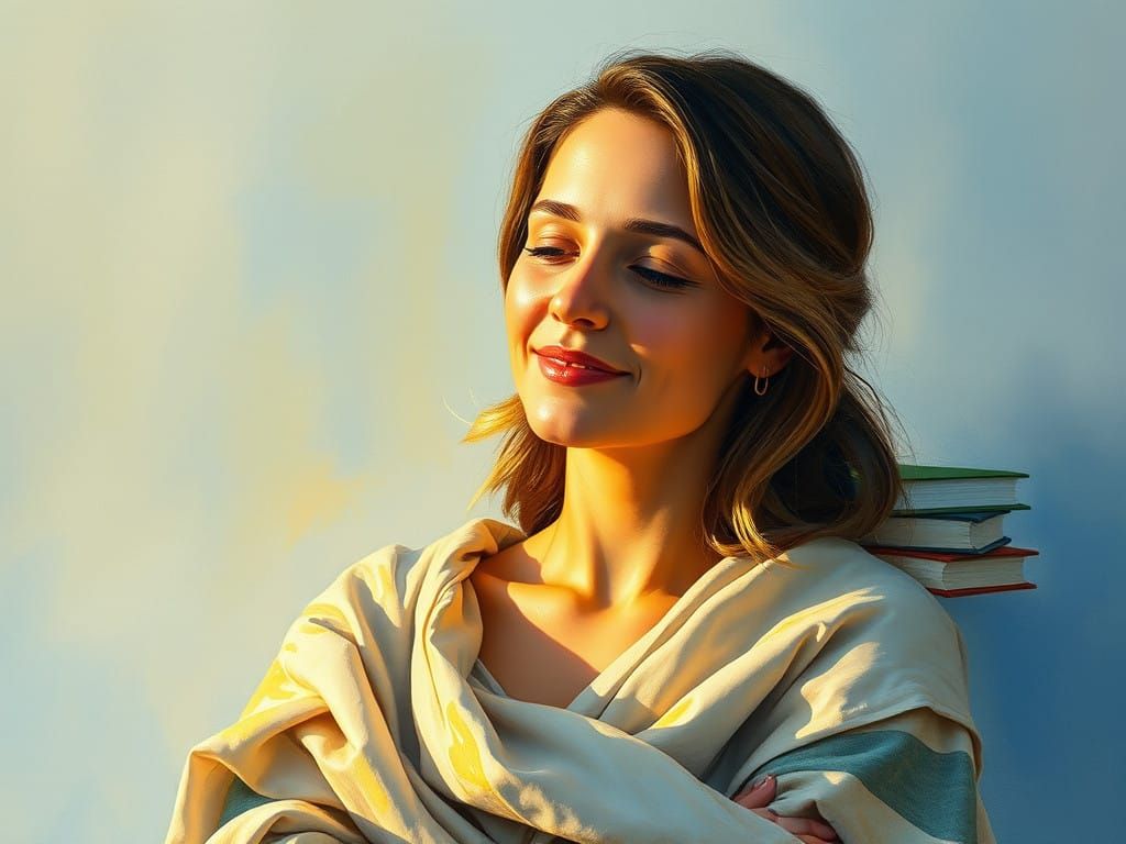 Warm and Serene Woman in a Gentle, Dreamy Atmosphere