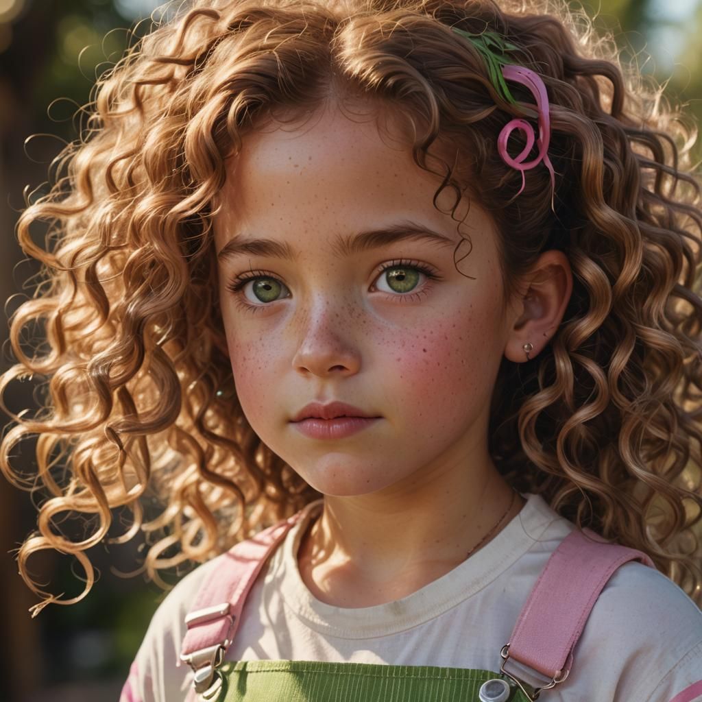 Child Portrait with Freckles in Fantasy Realism Style