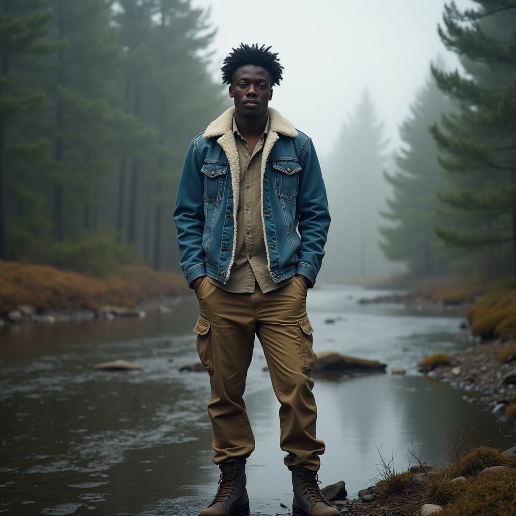 Hyper Realistic Photo of African American Man in Forest