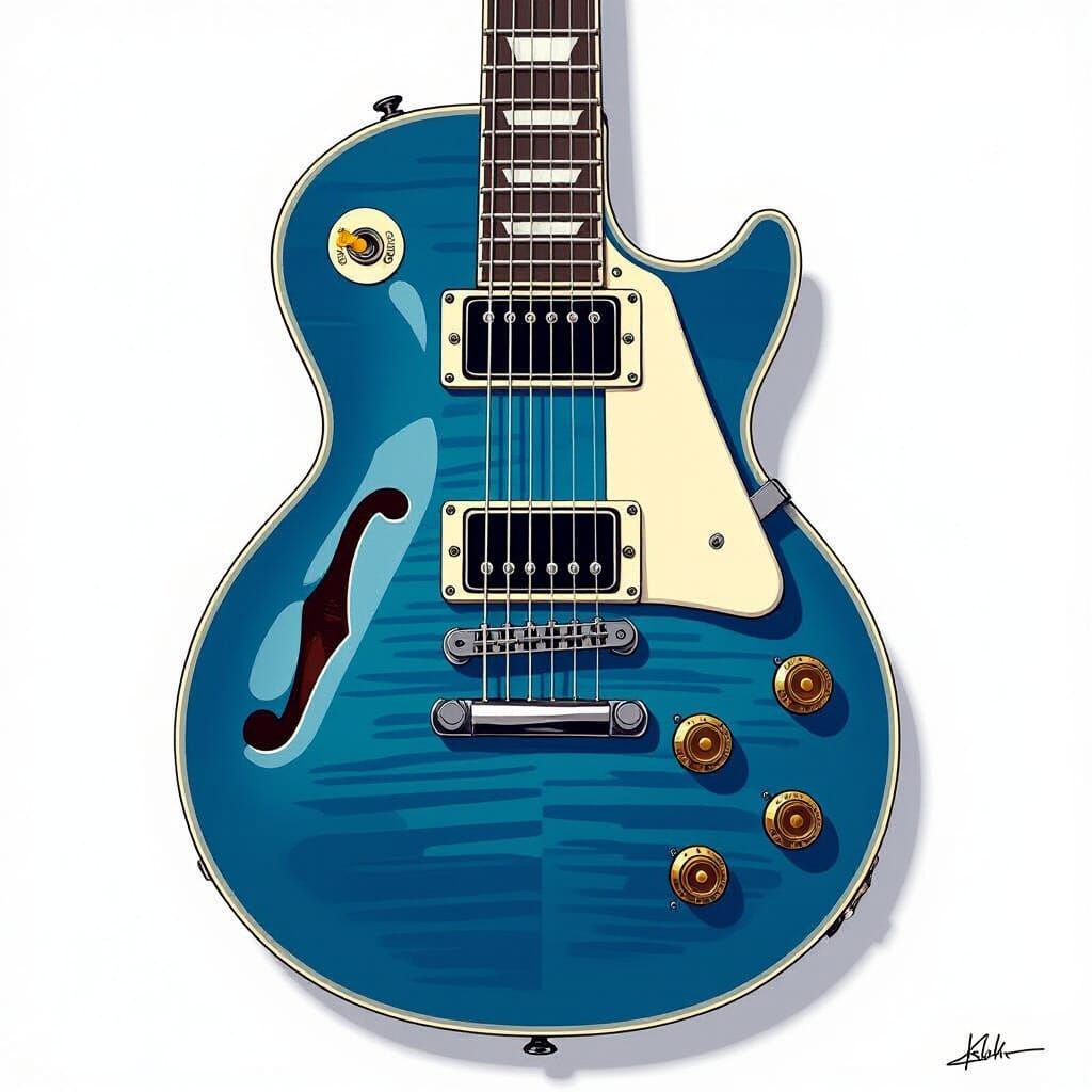 Intricate Electric Guitar Technical Drawing in Architectural...