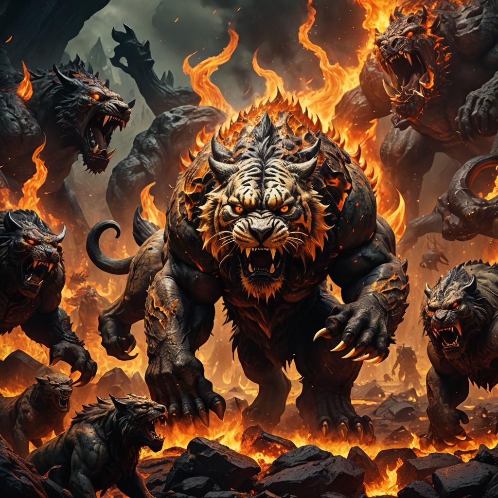 Menacing Sabertooth-Ogre Hybrid in Dark Fantasy Illustration