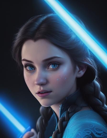 Anna from Frozen with Lightsaber: Dark Disney Art