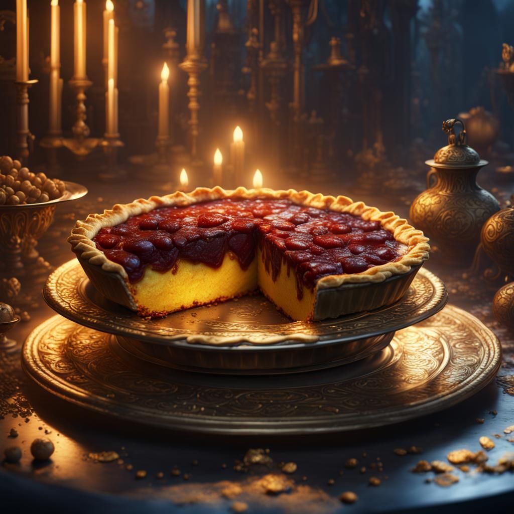 Glowing Golden Pie: Detailed Fantasy Concept Art