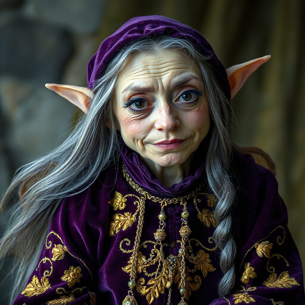 Mischievous Fairy Godmother in Dark Fantasy Style