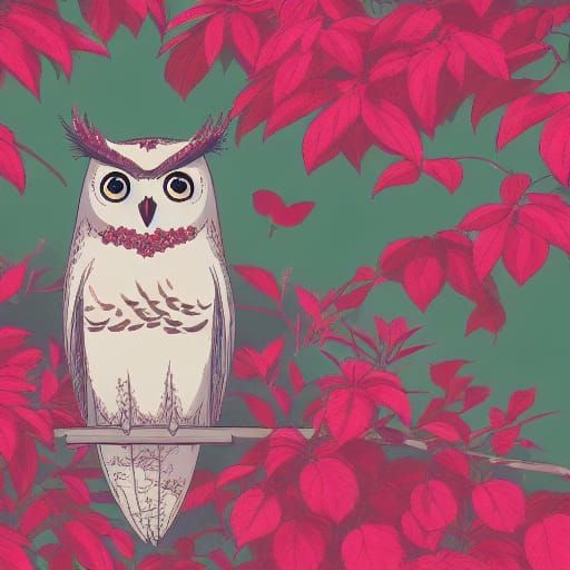 Anime Owl and Dove in Studio Ghibli Style