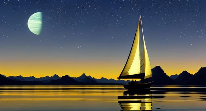 Stunning Nightscape with Stars and Sailboat