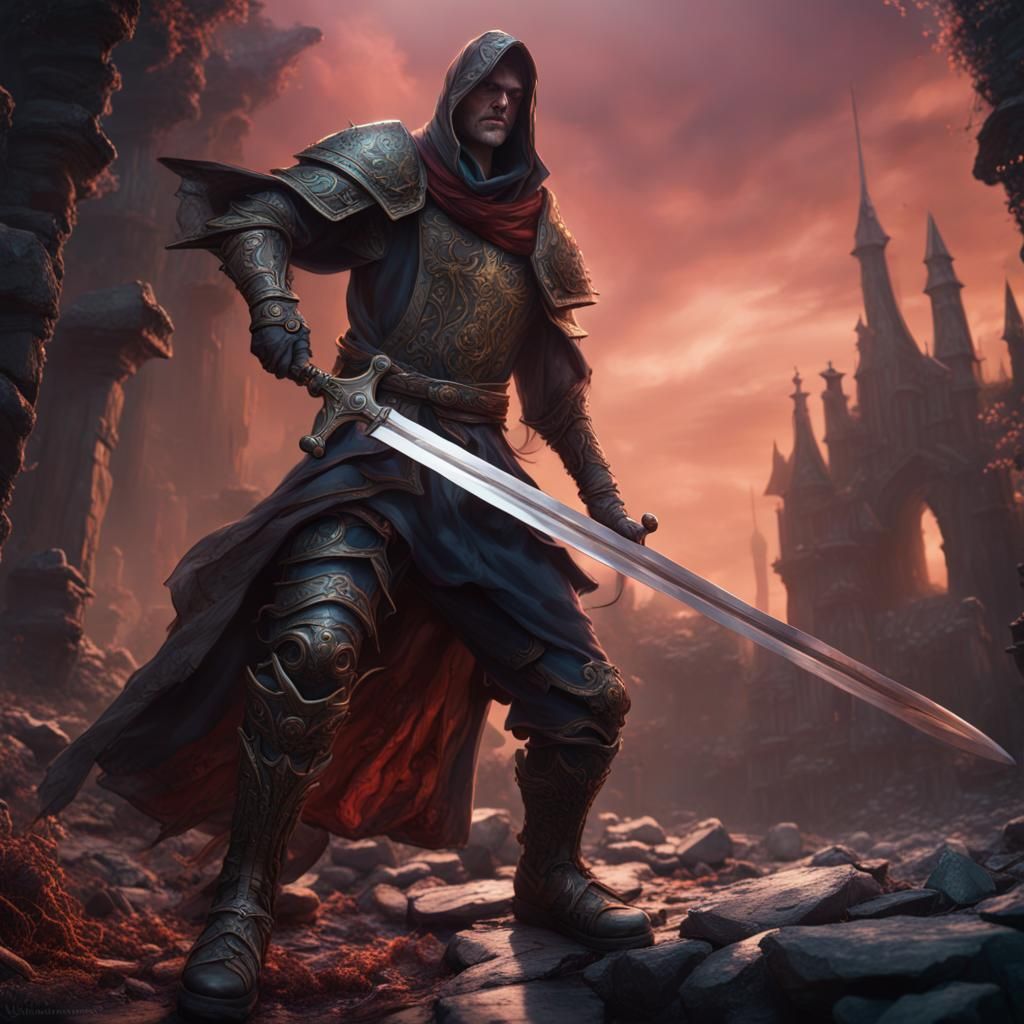 Fallen Swordsman: Detailed Matte Painting