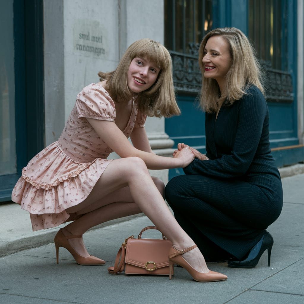 Embarrassed Guy in Dress Falls on Sidewalk