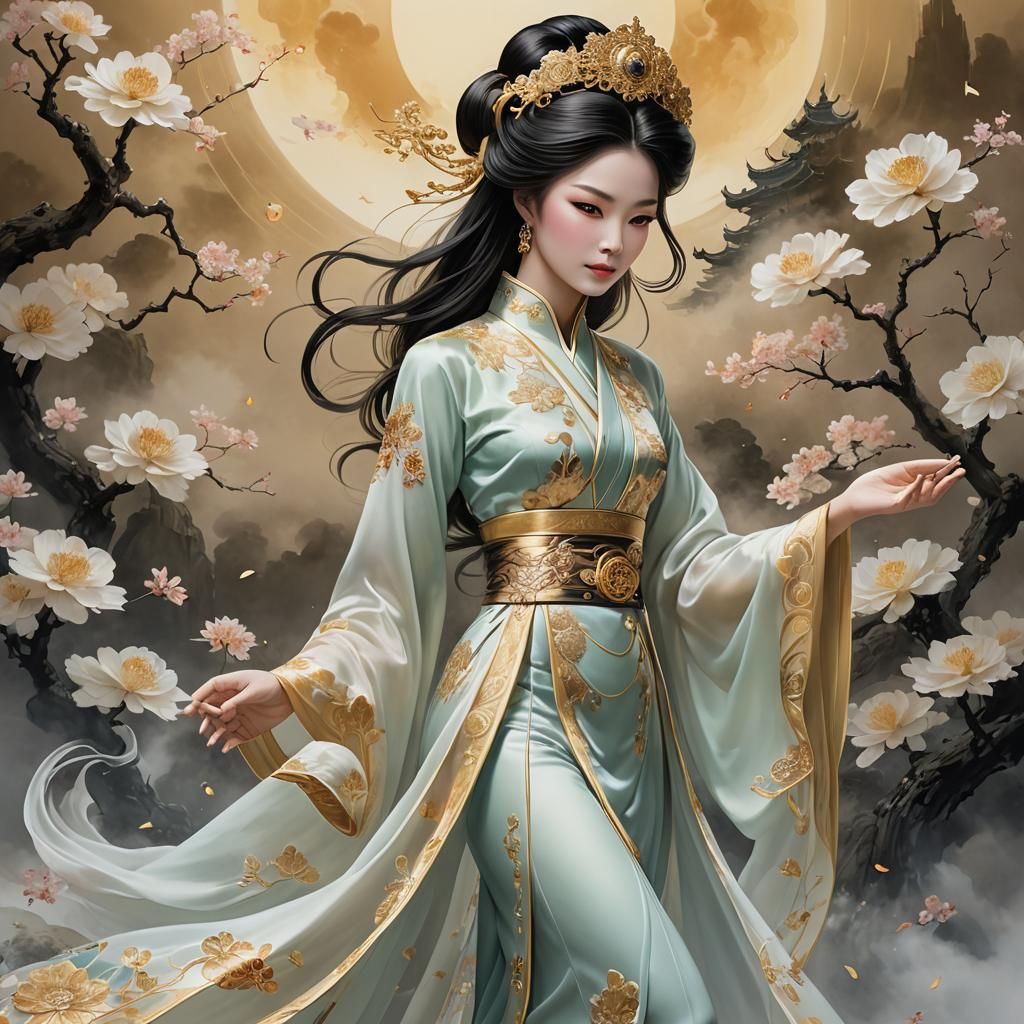 Celestial Woman Crushing the Sun in Digital Art