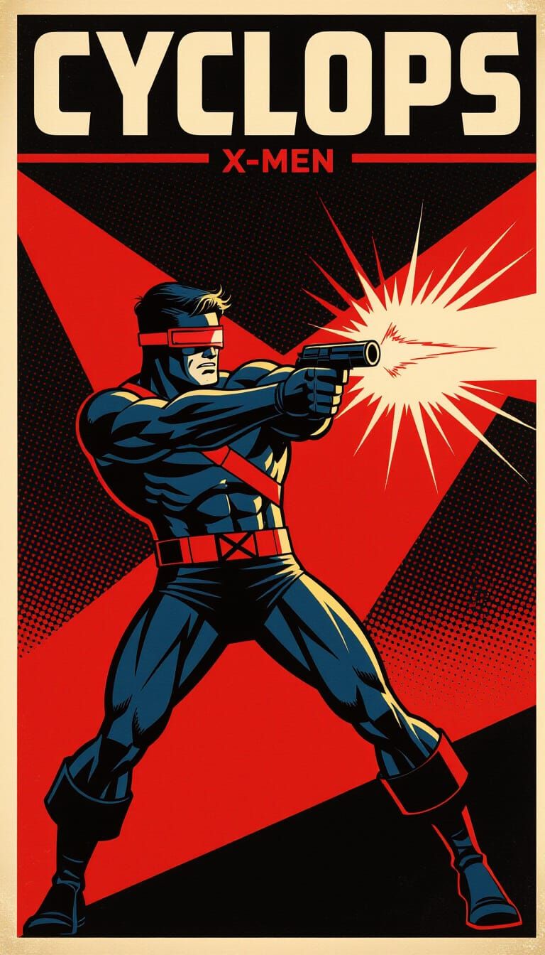 Cyclops Optic Blast: Retro-Futurist Propaganda Poster