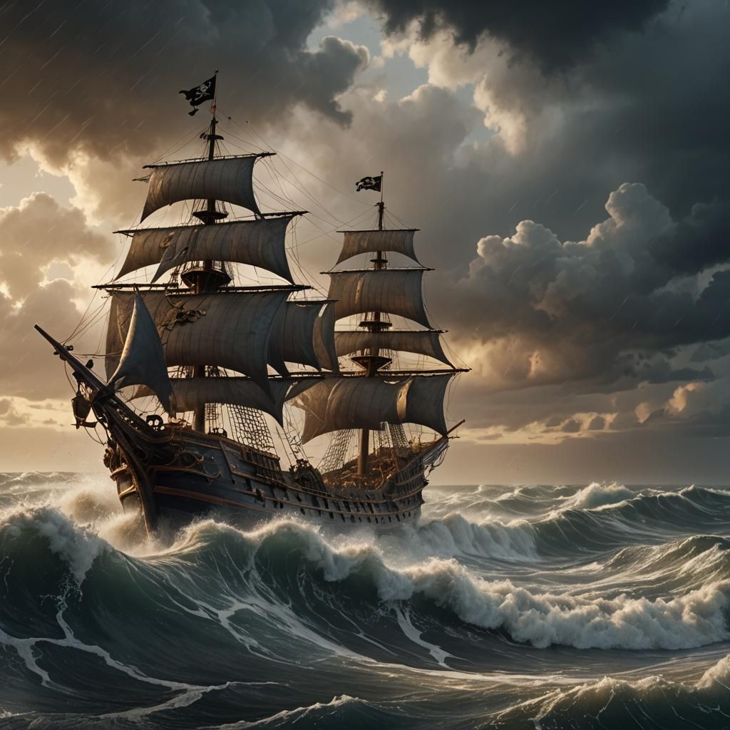 Pirate Ship Wreckage in Rough Seas: Matte Painting