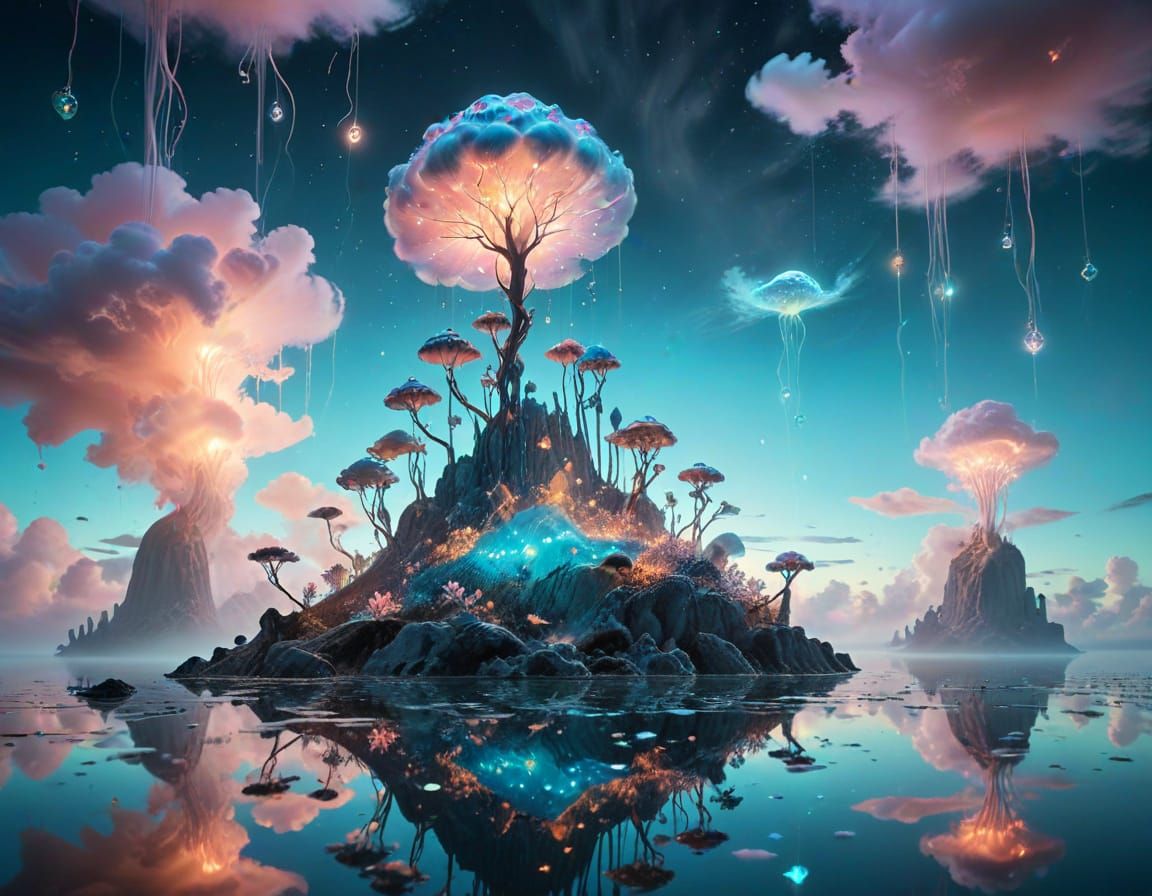 Dreamlike Surrealism in Soft Pastel Hues, Inspired by Dalí