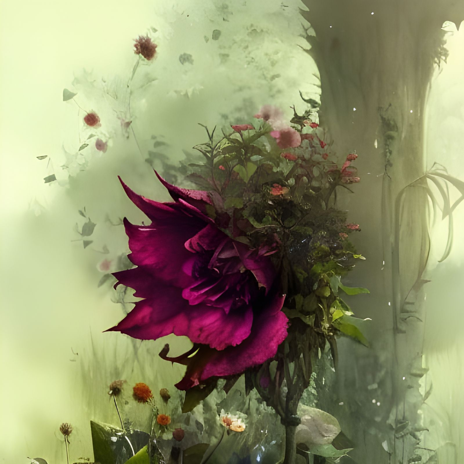 Sinister Secret Flower in Watercolor Garden