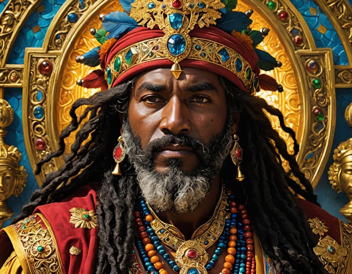 Rastafarian Lion in Gouache and Watercolor Style