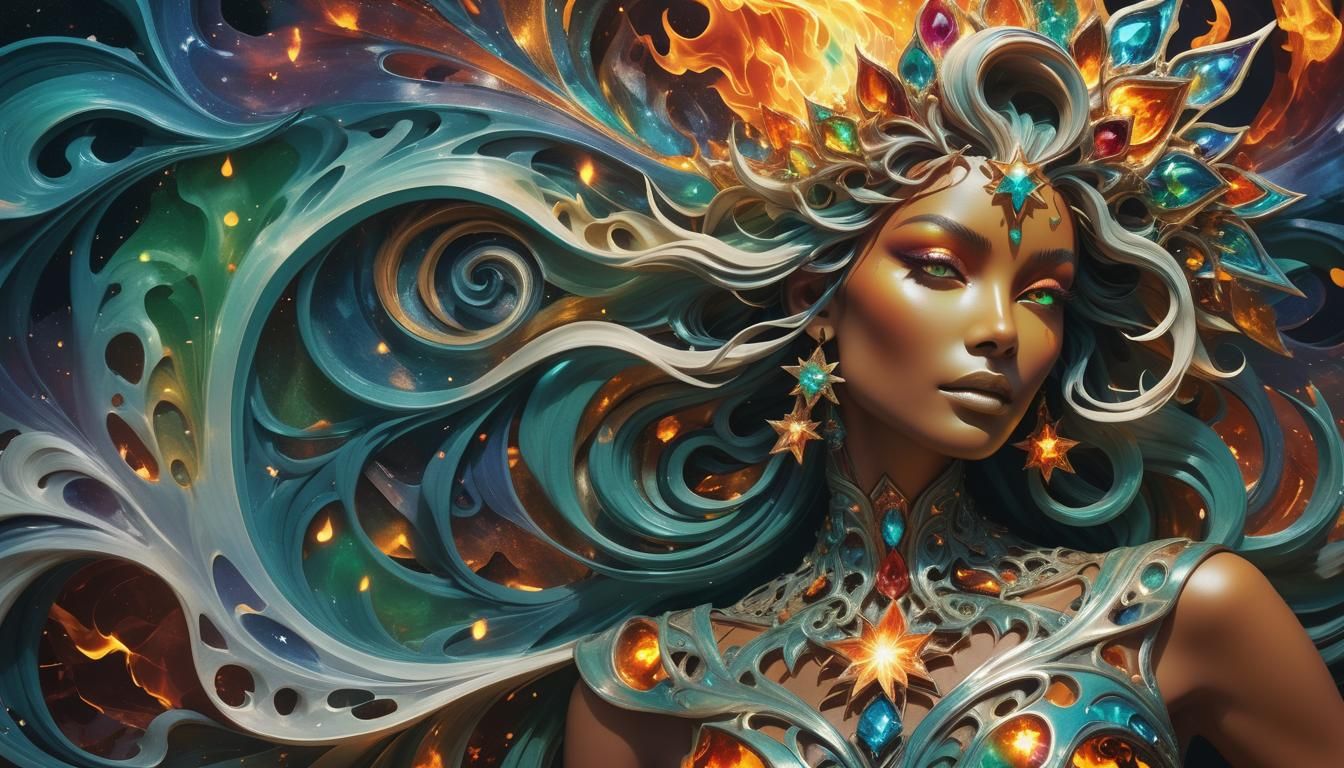 Fire Elemental Gemstone in Surreal Impasto Painting