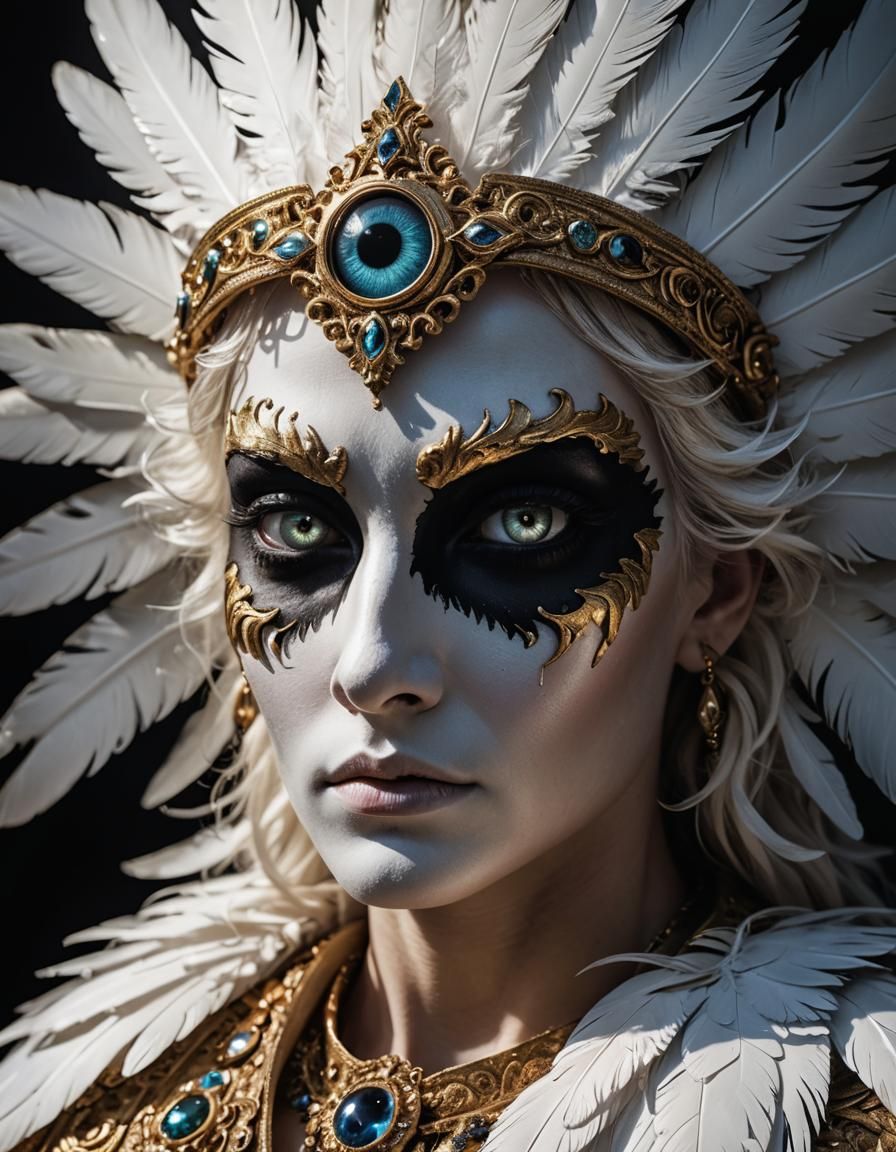 Baroque Angel Eye Macro Shot with Radiant Wings