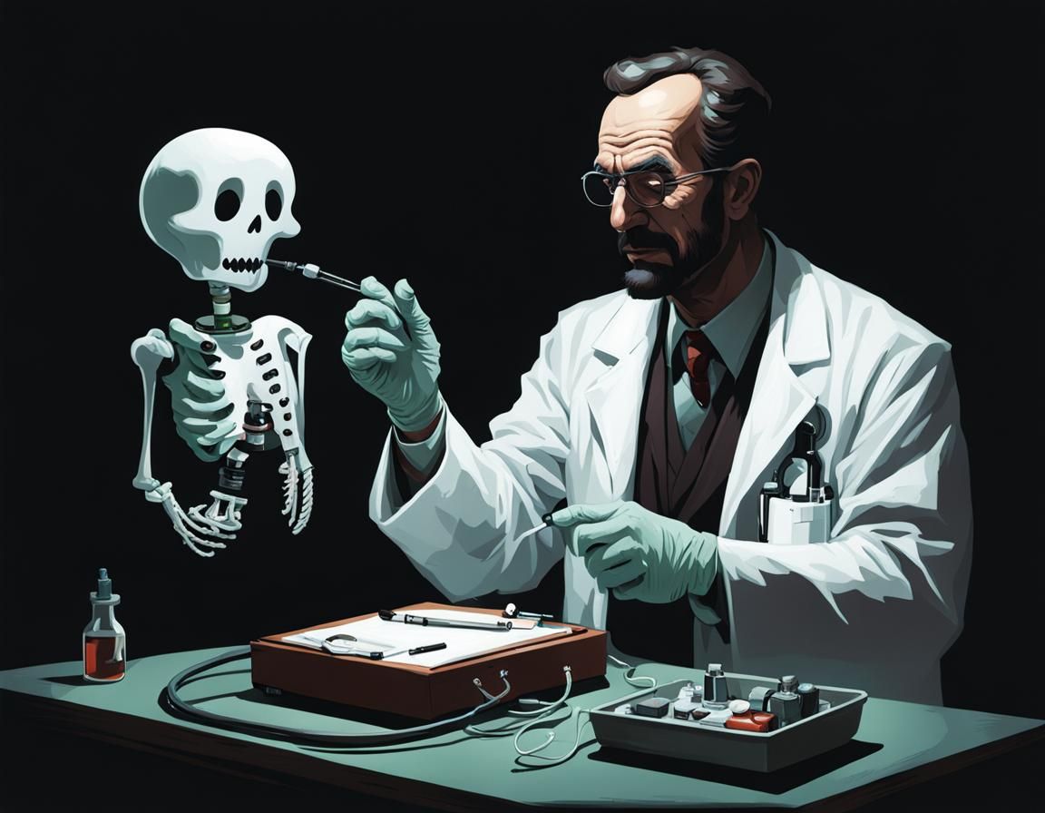 Scientist Giving A Little Ghost a Checkup II