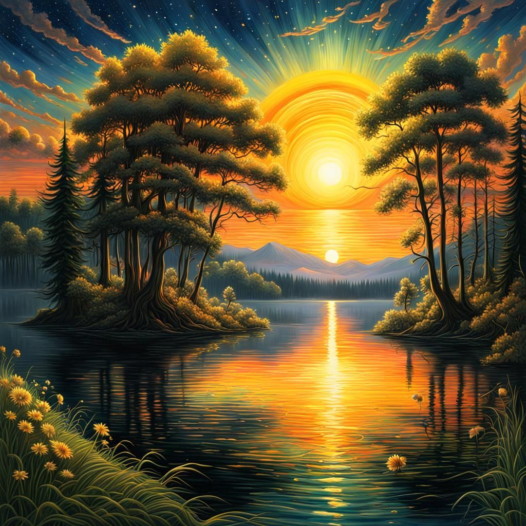 "Sunset On the Lake"
