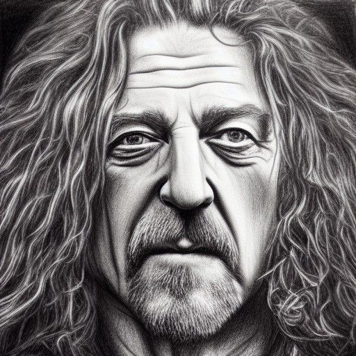 Detailed Charcoal Drawing of Robert Plant