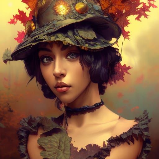 Steampunk Princess in Autumnal Art Nouveau Portrait