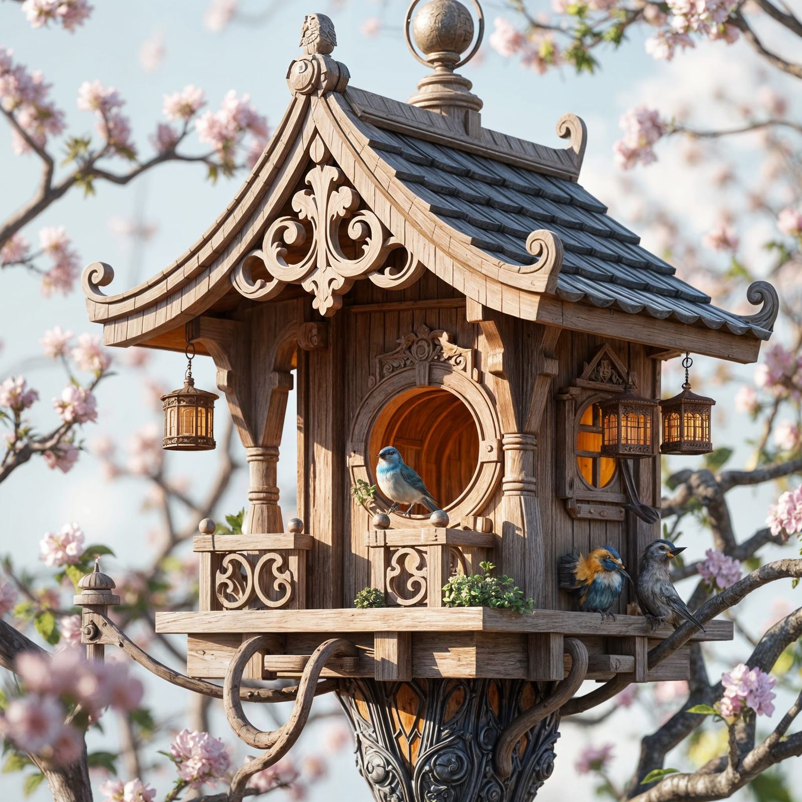 Detailed 3D Anime Birdhouse Inspired by WLOP
