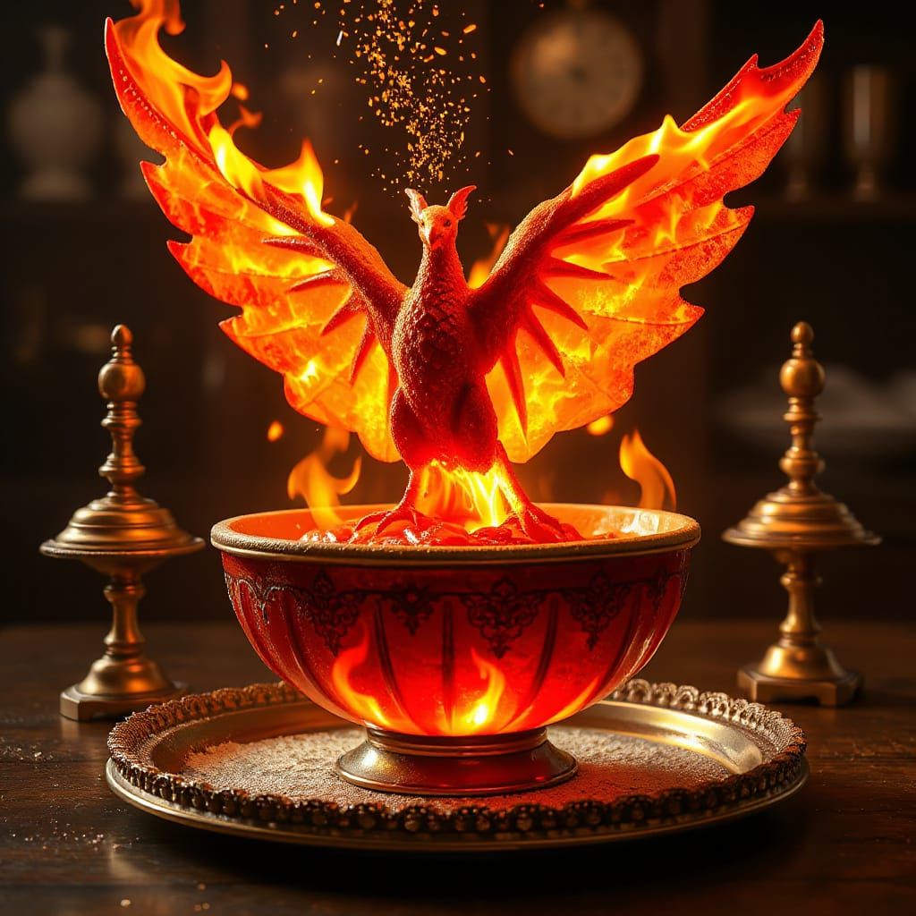 Phoenix Dessert of Molten Sugar and Caramelized Flame