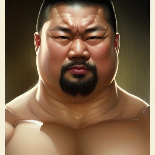 Muscular Asian Man in Sauna: Hyperdetailed Portrait