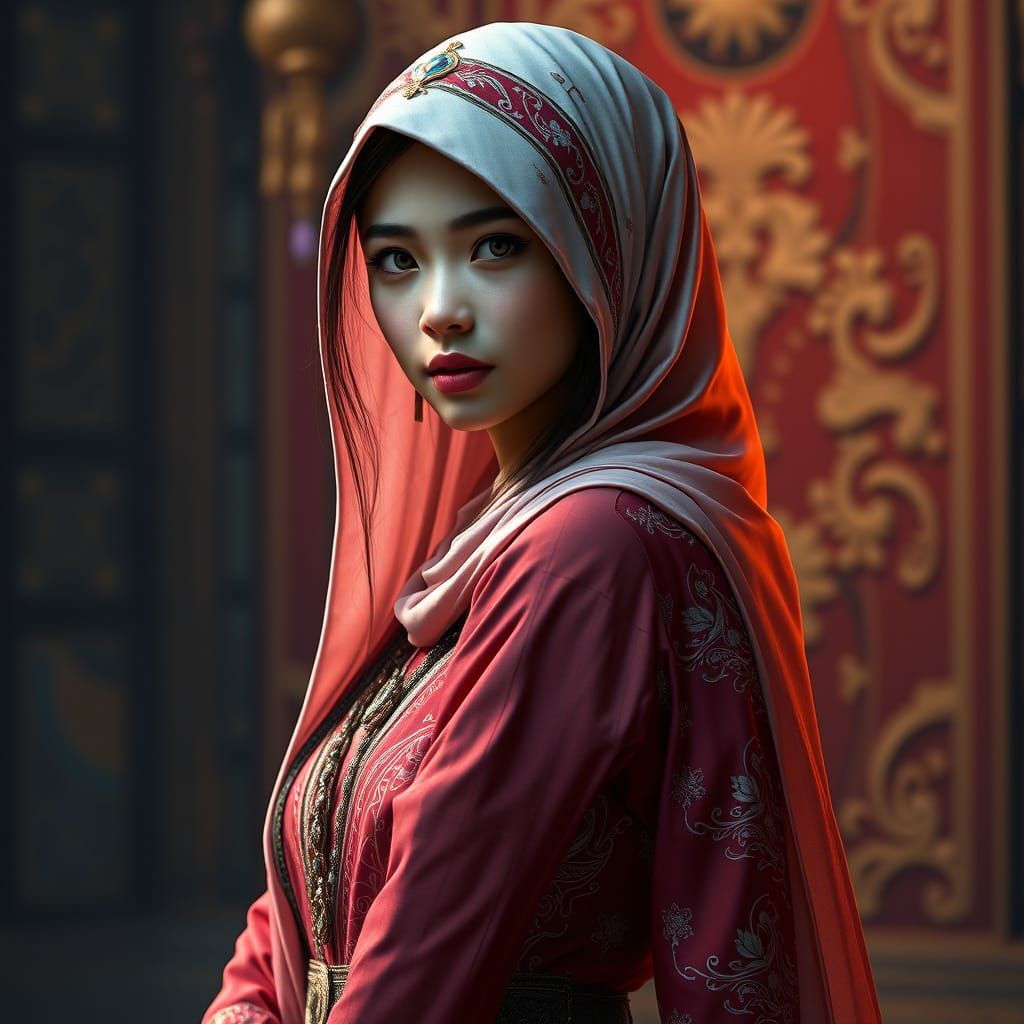 Exquisite Young Muslim Princess in Elegant Attire