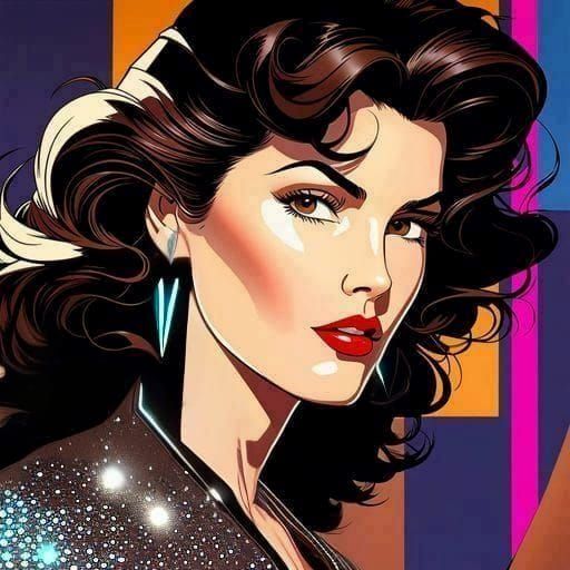 Elegant 80s Style Portrait of Woman in Sequins