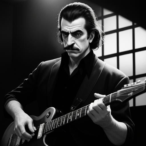 Frank Zappa Film Noir Portrait in Black and White