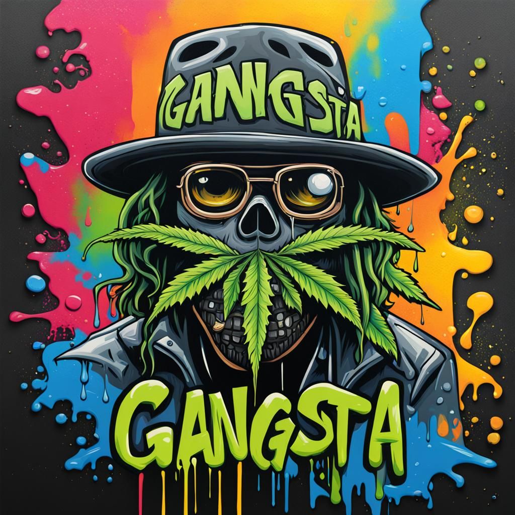 Graffiti Art Marijuana Character in Street Style