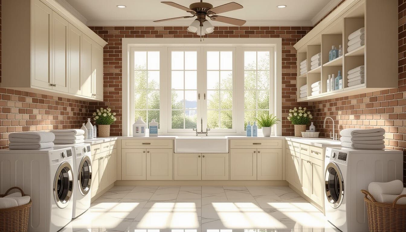 Victorian Laundry Room with Glass Walls and Natural Light