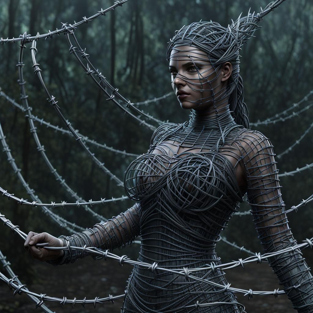 Barbed Wire Woman: Hyperdetailed Concept Art