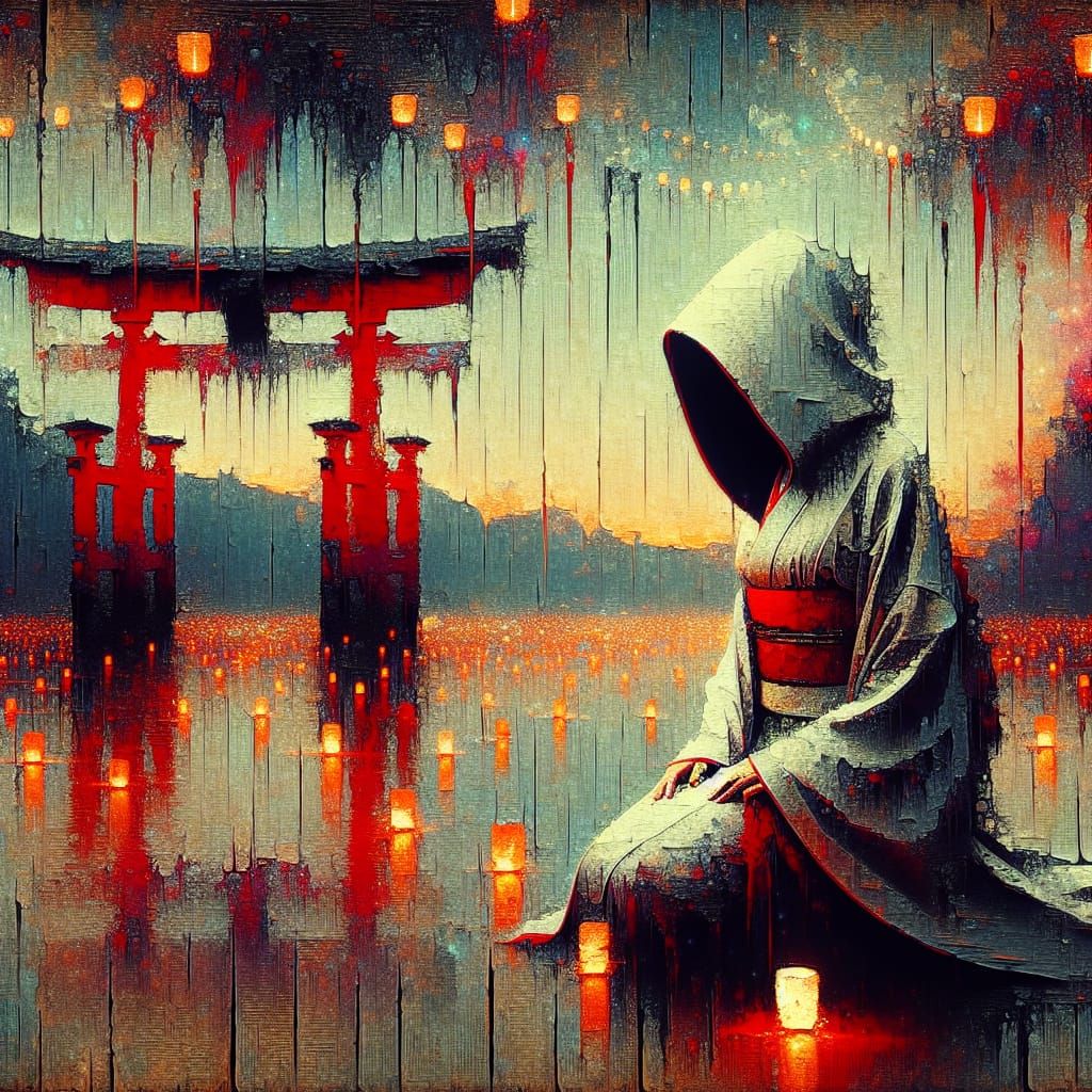 Surrealist Geisha Emerge from Twisted Waves