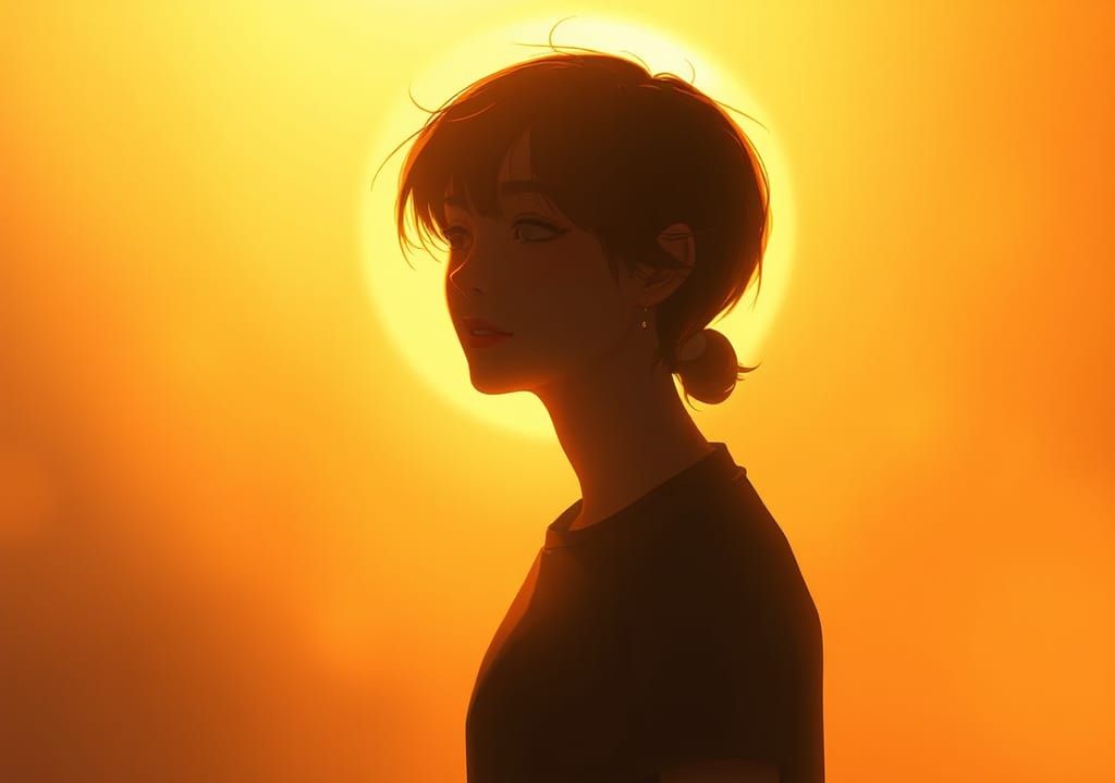 Contemplative Figure in Golden Light