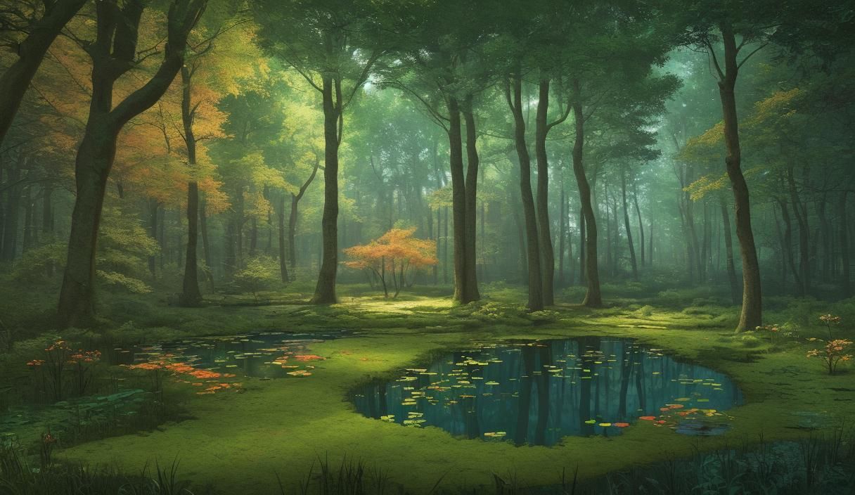 Enchanted Forest Glade with Pond: Concept Art