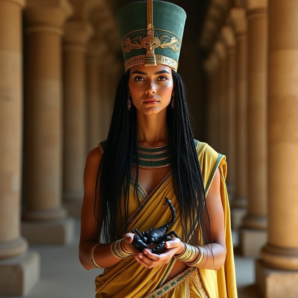 Egyptian Goddess Ta-Bitjet in Ancient Temple