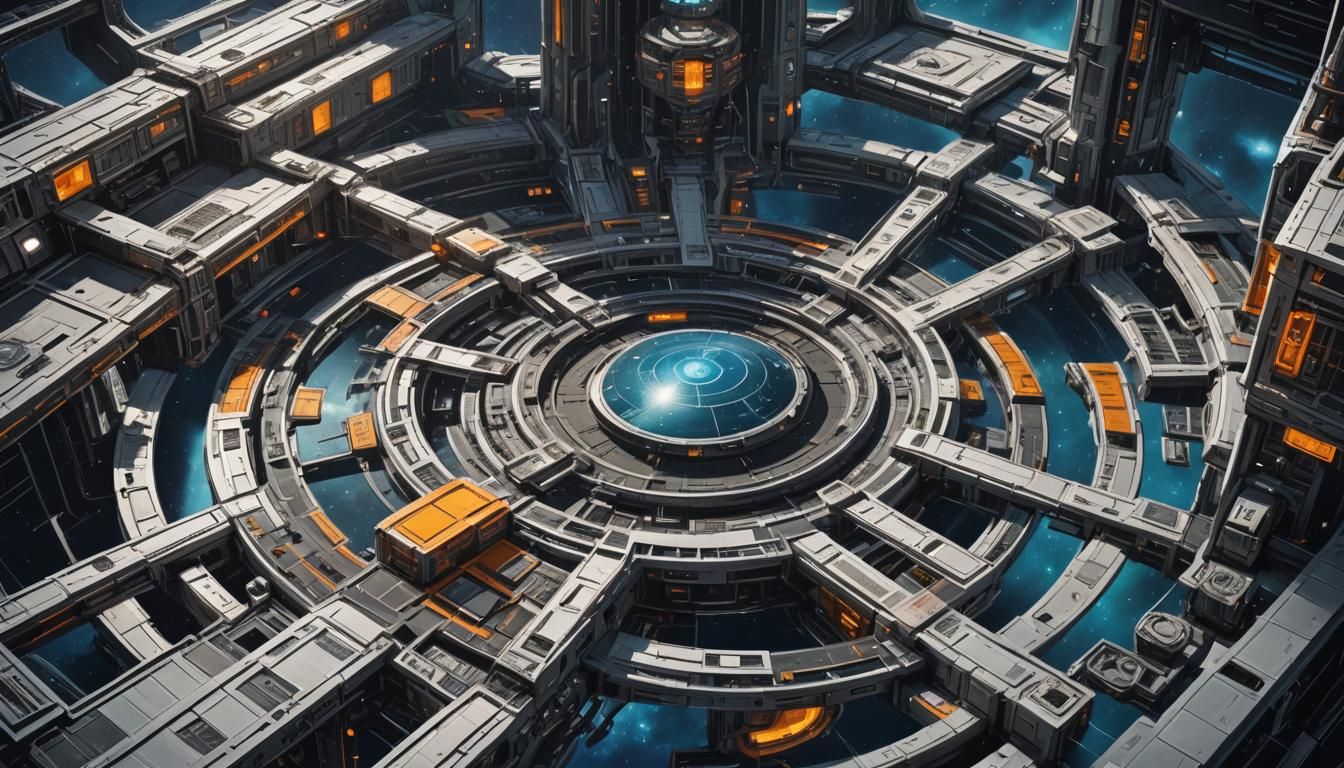 Space Station ''Aurora V'' Central Command External Section View, Concept Art (Image 16)