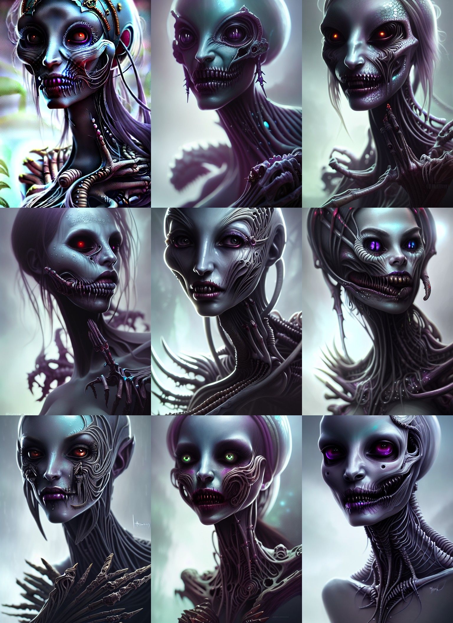 Undead Alien Princess Portrait in Digital Painting Style