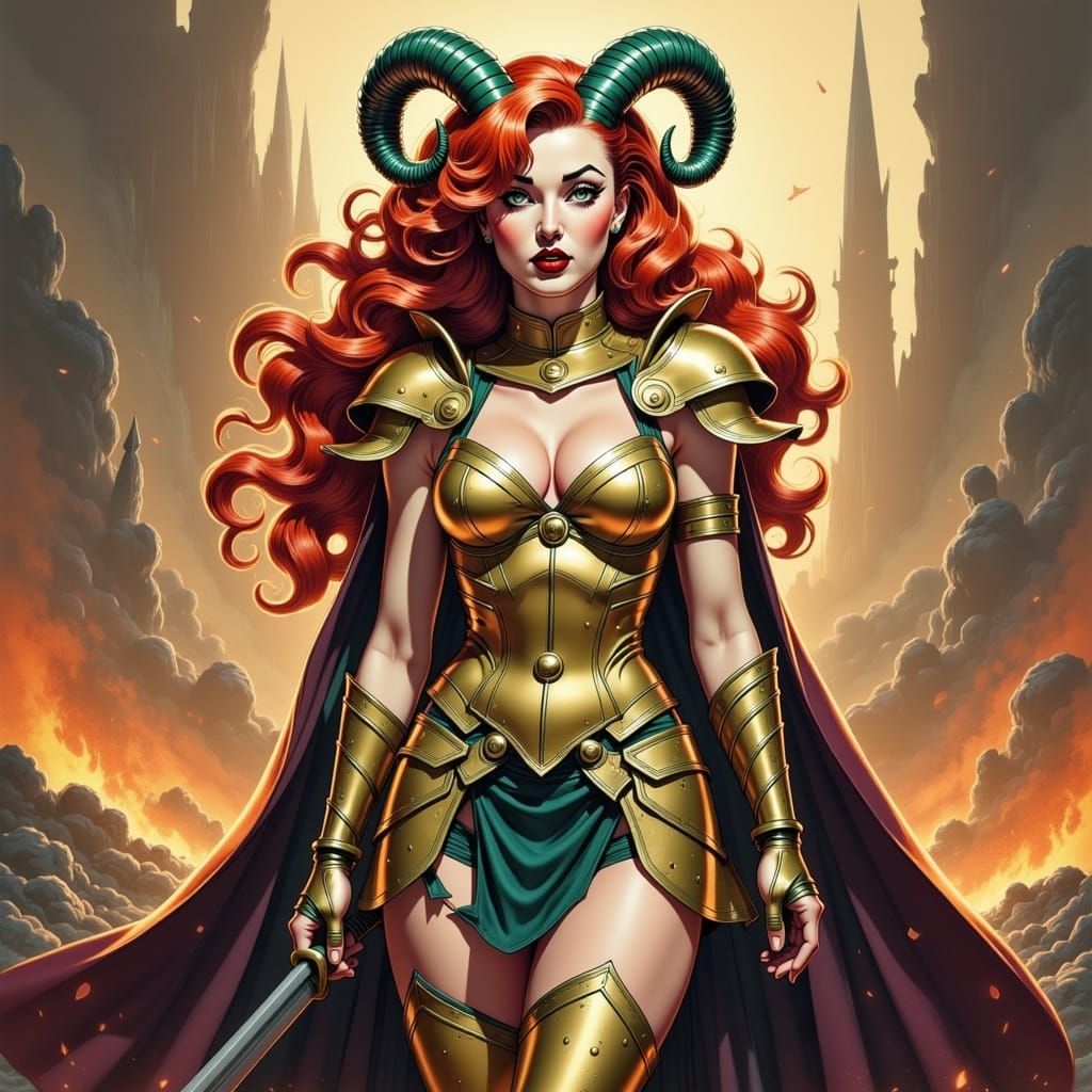 Anime Knight on Battlefield in Digital Art Style