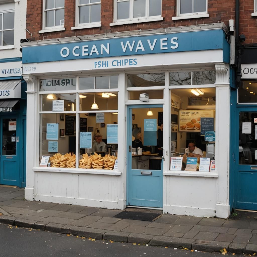 English Fish and Chips Shop: Ocean Waves