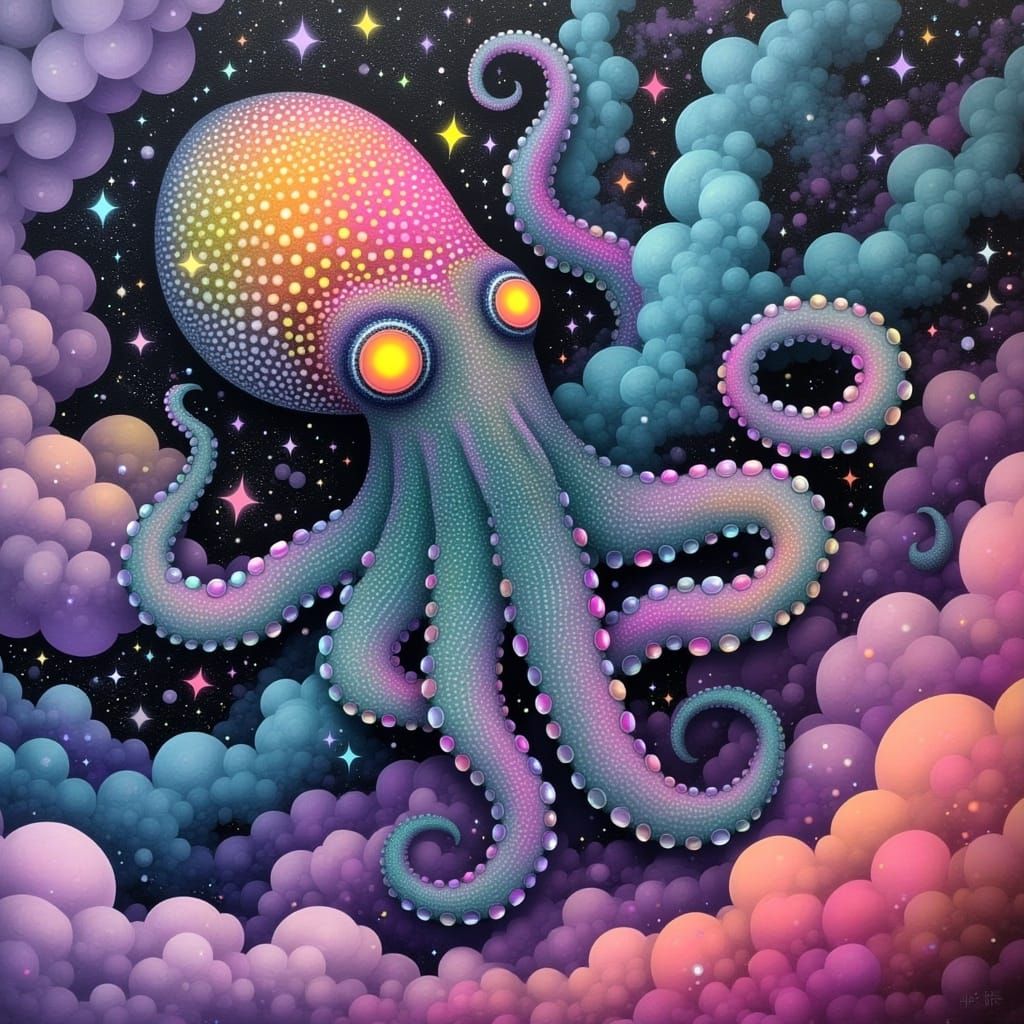 Surrealist Whimsy: Twisted Reality Octopus in Dreamlike Atmo...